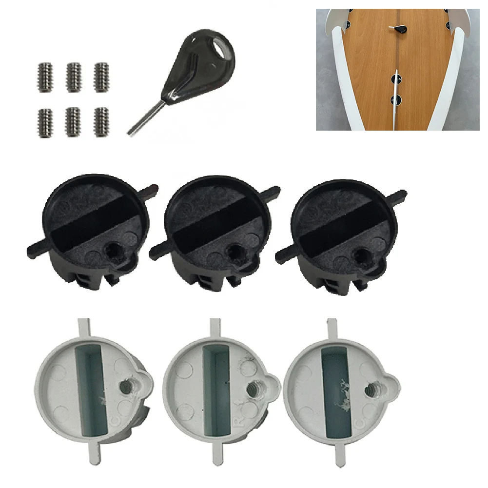 

6PCS Surfboard Tail Rudder Fin Plugs Slot FCS Style Fin Plugs With Screws And Key Leash Plug Wrench Designer
