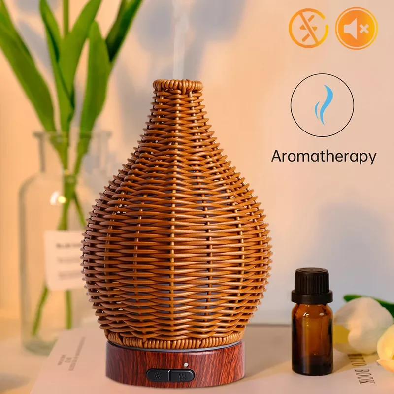

USB/EU Essential Oil Diffuser Rattan Aroma Mist Humidifiers Aromatherapy Diffusers With Waterless Auto Shut-Off Protection Home