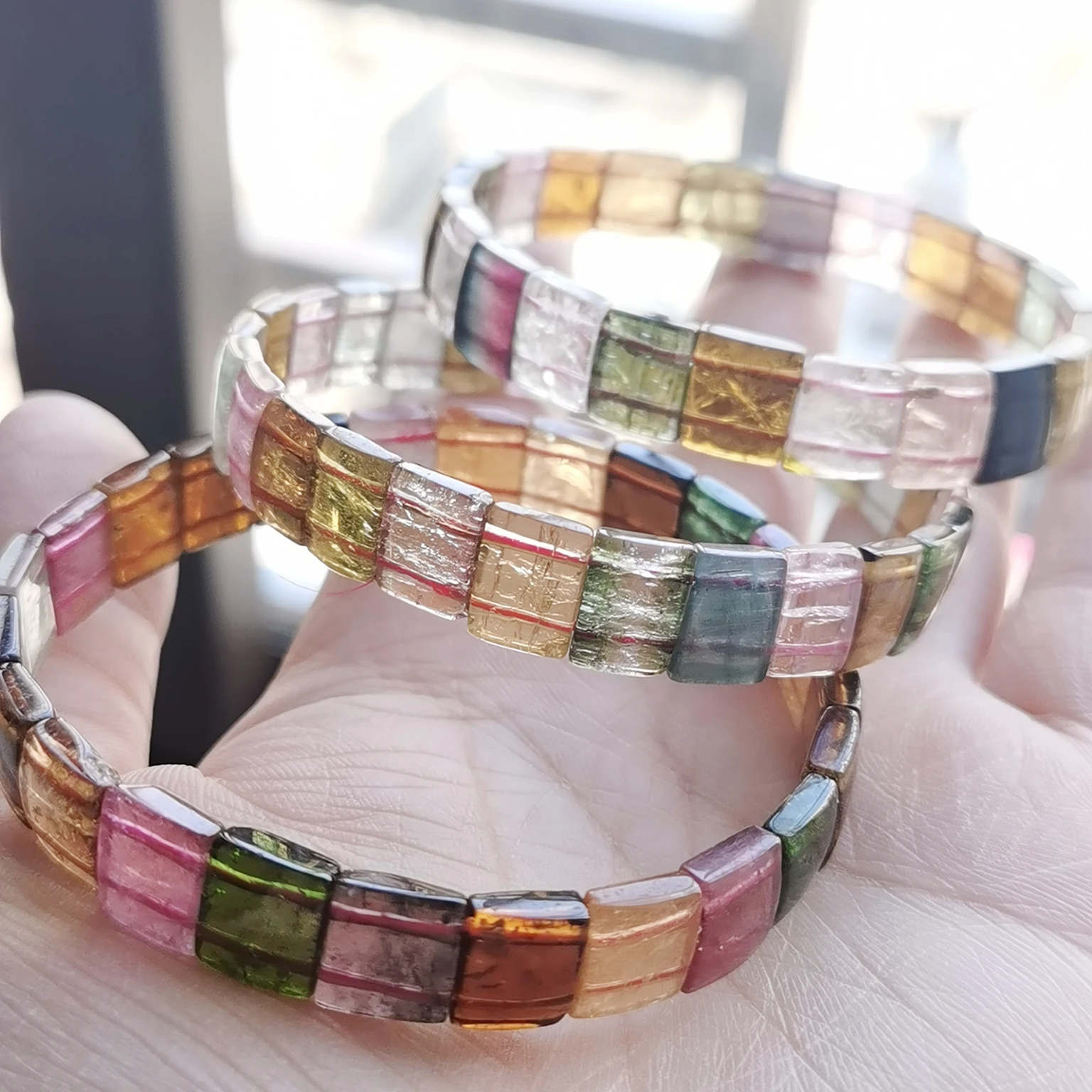 

Natural Colorful Tourmaline Clear Rectangle Beads Bracelet Red Yellow Tourmaline 10mm Jewelry Women Jewelry AAAAAAA