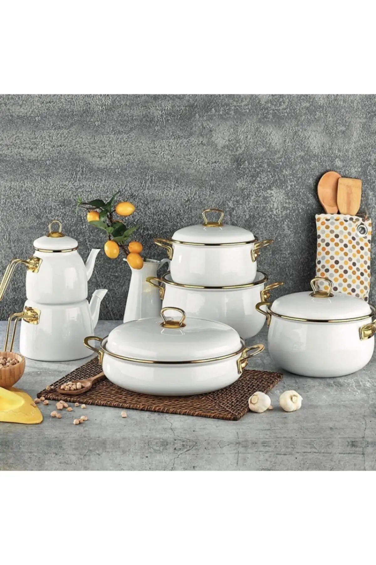 

11 Prç. Çaydanlıklı Cookware Set-White (country Bagli as tax payment can be)