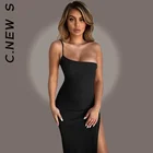 Пижама женская длинная облегающая с открытой спиной и высоким разрезом