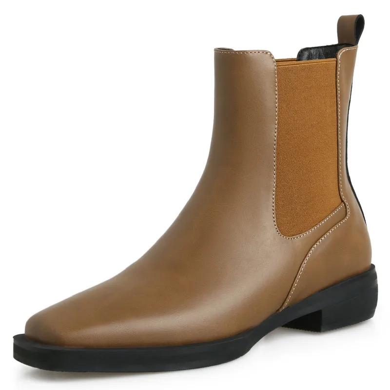 

Dilalula 2022 Classic Women Ankle Boots Autumn Winter Working Leisure Concise Genuine Leather Square Toe Low Heels Shoes Woman