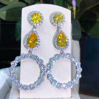 soramoore luxury original design 2022 round long pendant earrings bridal wedding jewelry fashion boucle doreille femme