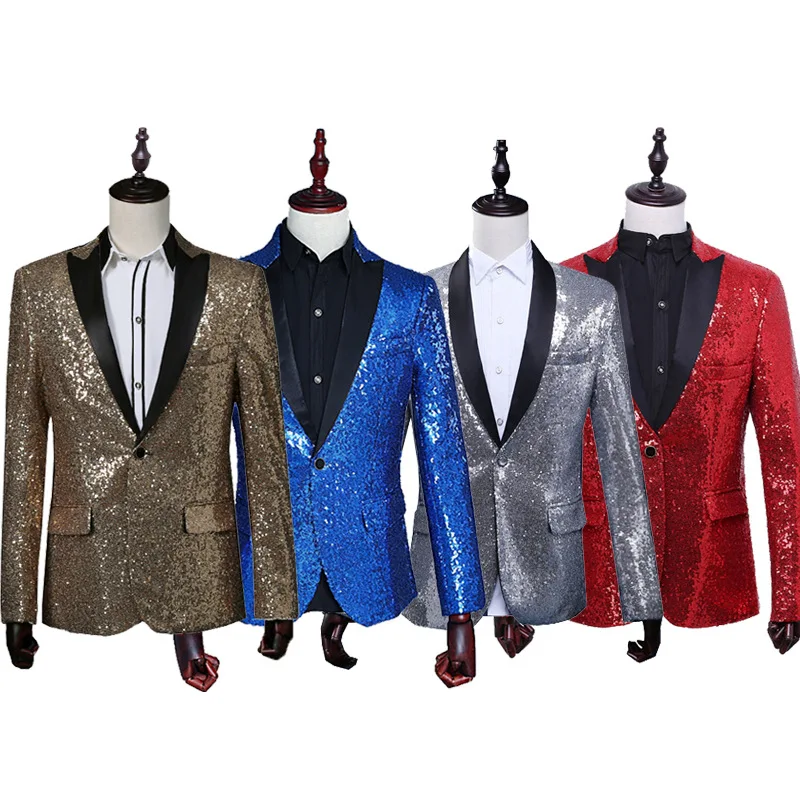 

Sequins blazer for men Stage Costumes Men terno Suit MC Host Clothing Singer Suits & Blazer show jacket outerwear