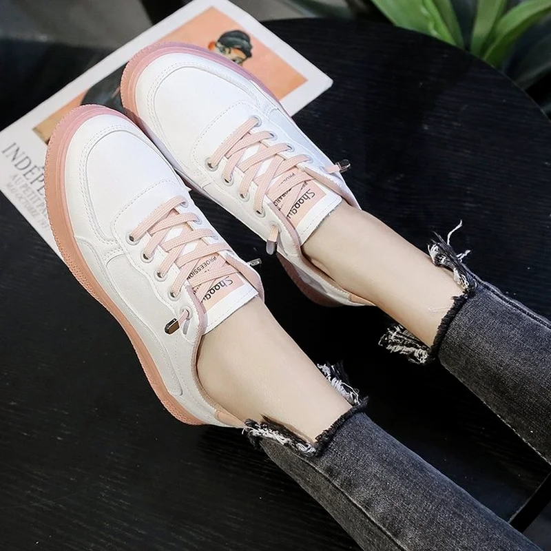 Удобные кроссовки женская повседневная обувь из искусственной кожи на шнуровке