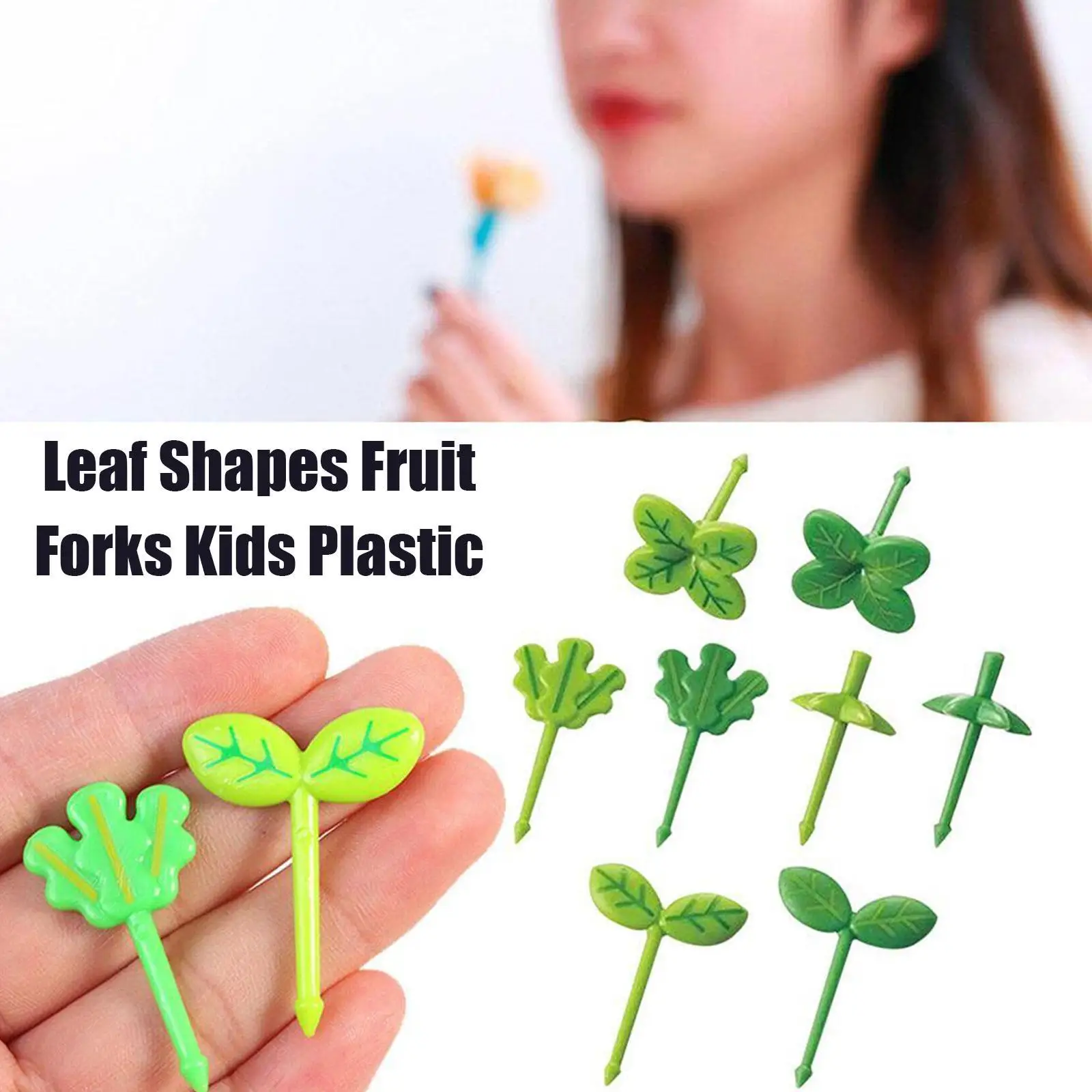 

8pcs Fruit Fork Toothpick Leaves Plastic Decoration Lunch Box Bento Accessories Small Salad Tiny Fork Mini Cake Picks For Kids