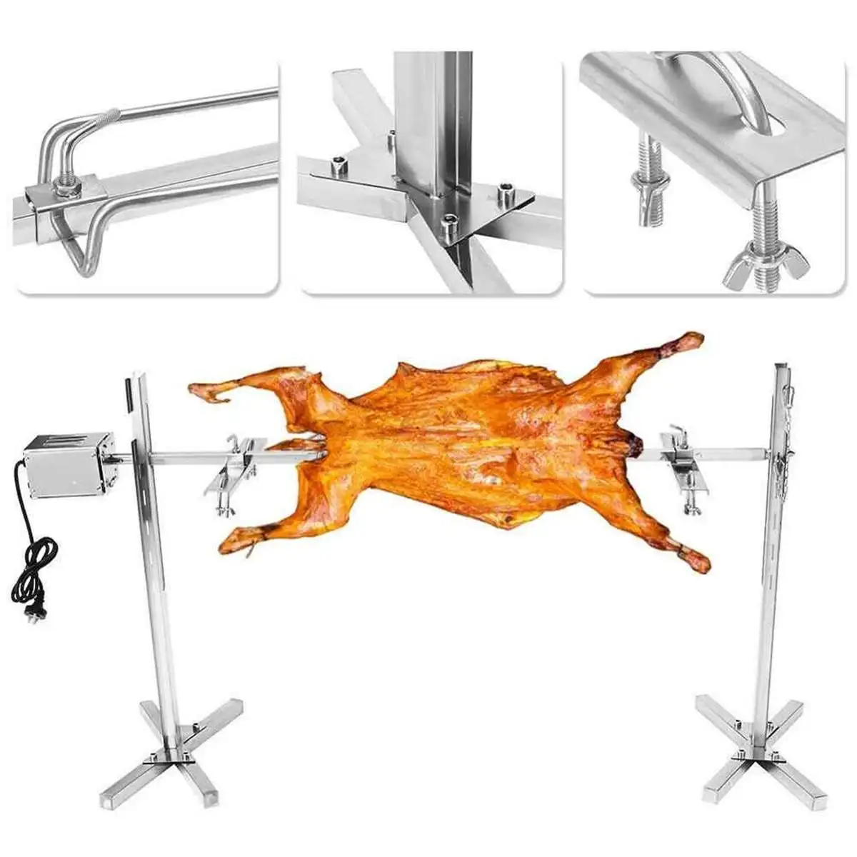 stainless steel electric motor outdoor rotisserie bbq spit roaster grill rod camping barbecue kits bbq tools us plug 15w 110v free global shipping