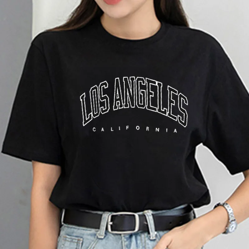 

Women's T Shirt Los Angeles Fashion Woman Tshirt USA Letter Print Short Sleeve Graphic Tee Shirt Summer Y2k Tops Female T Shirt