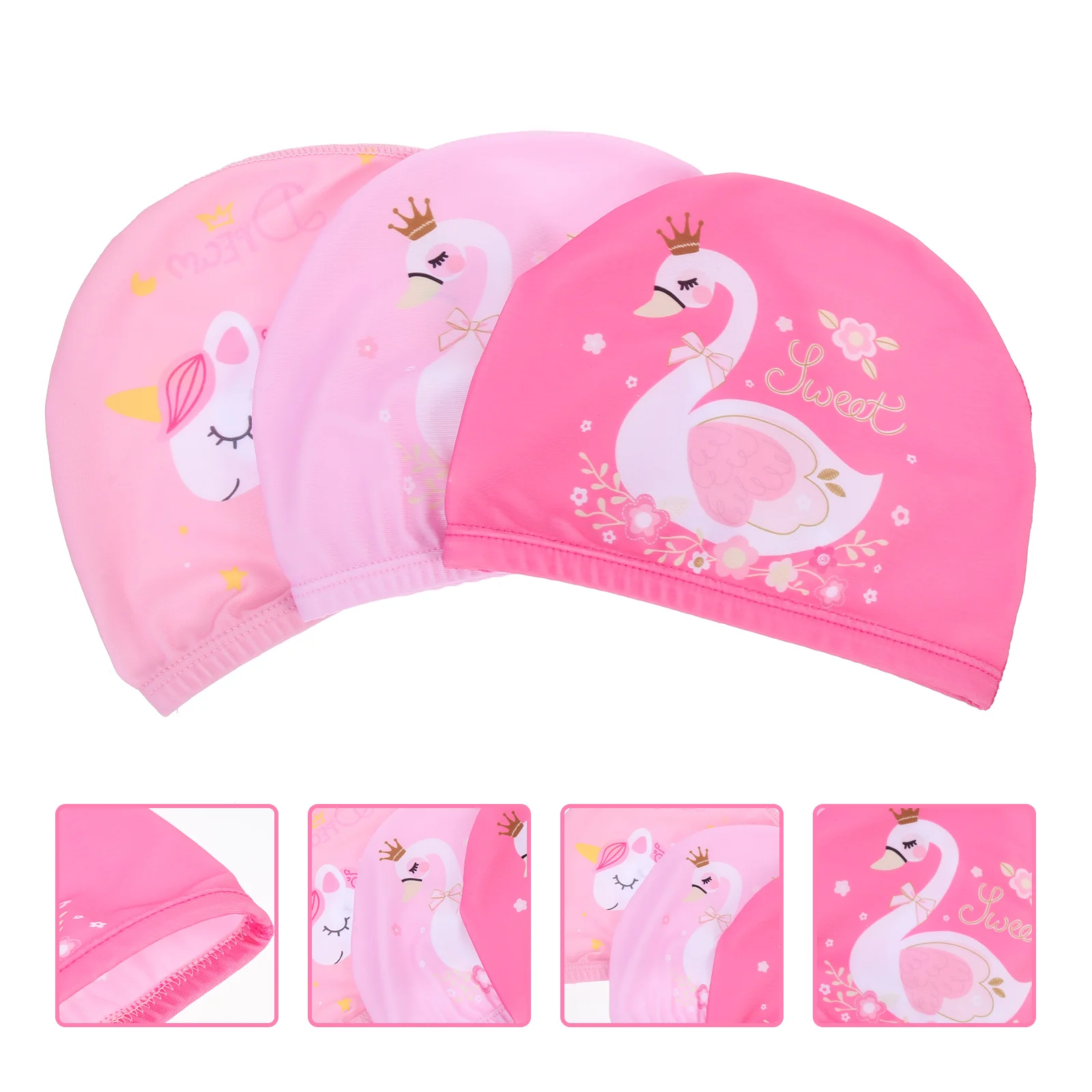 

Cap Swimming Swim Caps Kids Bathinghat Waterproof Pool Swan Pu Girlscartoon Elastichair Sleeping Bonnet Shower