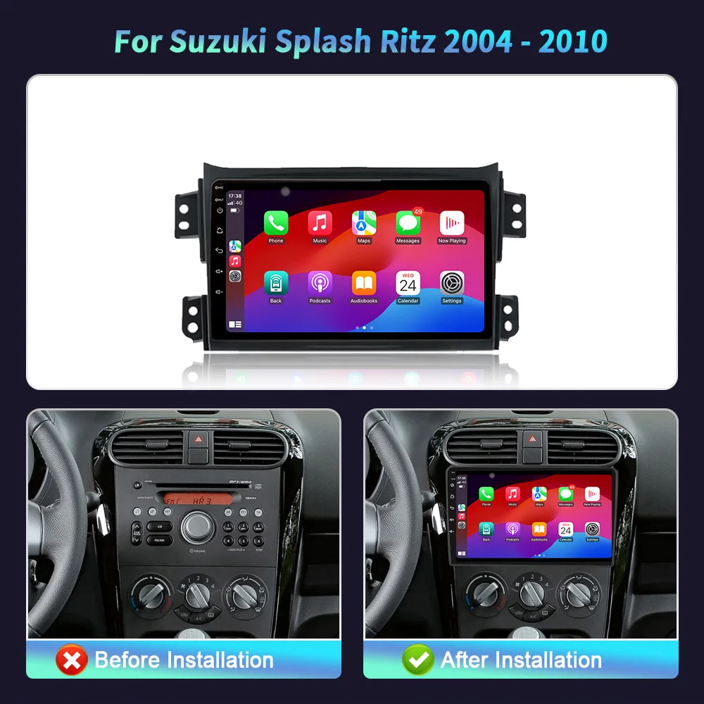 Для Suzuki Splash Ritz 2008-2012 для Opel Agila 2008-2014 Автомобильный радиоприемник Android 14