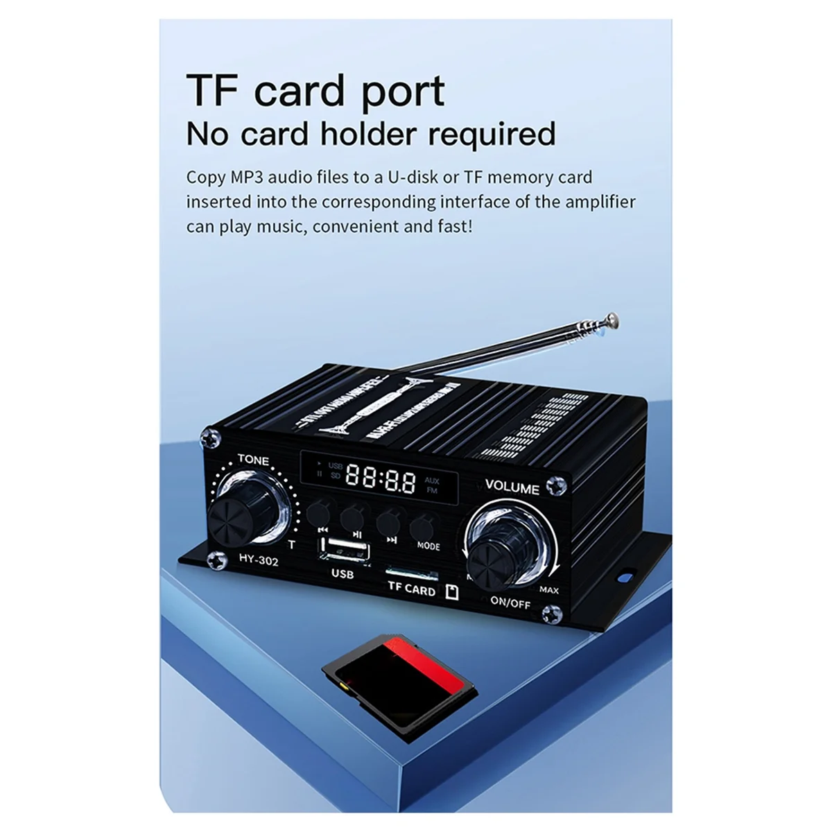 Цифровой усилитель Bluetooth 12 В для дома и автомобиля 2-канальный HIFI звуковой динамик