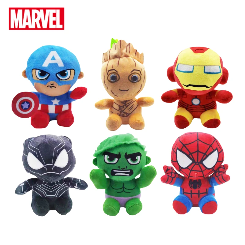 

Disney The Avengers Marvel 20cm Groot Hulk Spiderman Iron Man Captain America Black Panther Cartoon Plush Dolls Toys Kids Gifts