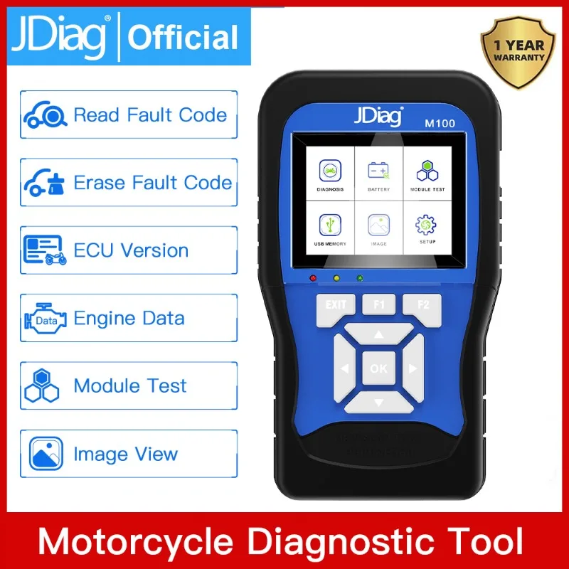 

JDiag Jiedai Motorcycle Fault Diagnosis Instrument M100 obd2 Read Clear Fault Code Repair Decoder