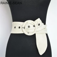 rainie sean velvet belts for women beige white black brown belts ladies suede wide waist belt strap autumn winter female corset