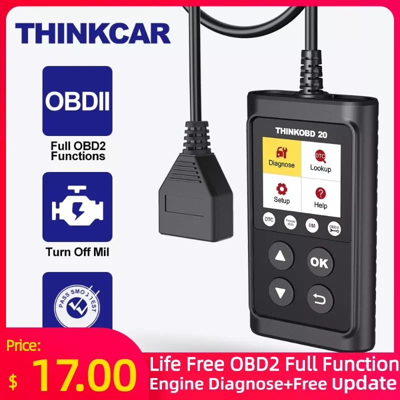 

THINKCAR THINKOBD 20, профессиональный инструмент для диагностики автомобиля OBD2, сканер OBD 2, считыватель кодов автомобиля, проверка освещения двигат...