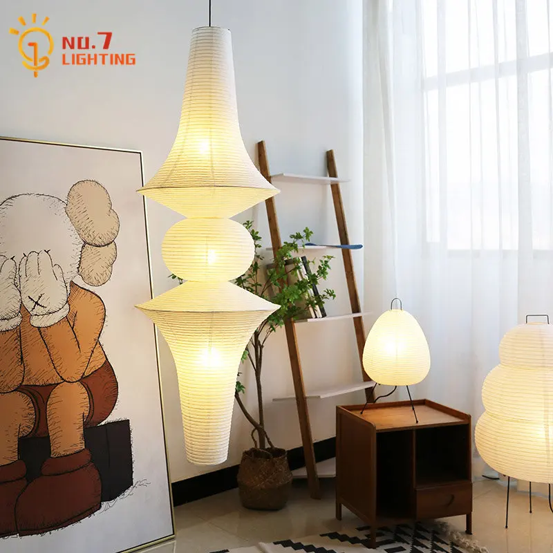 

Modern Akari Noguchi Yong Pendant Lights Designer Wabi-sabi Rice Paper Hanging Light Fixtures for Living/Dining Room Stairs Sofa