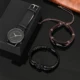 Minimalist Business Men's Watch Set with Box Leather Quartz Watches for Man Classic Black Skull Cool Bracelets Best Gift to Dad Other Image
