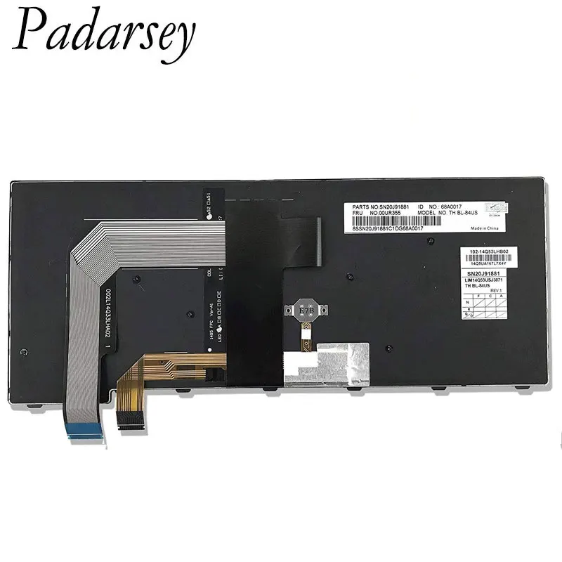 Сменная клавиатура Padarsey для ноутбука Lenovo ThinkPad T460p T470p подсветка (6 крепежных