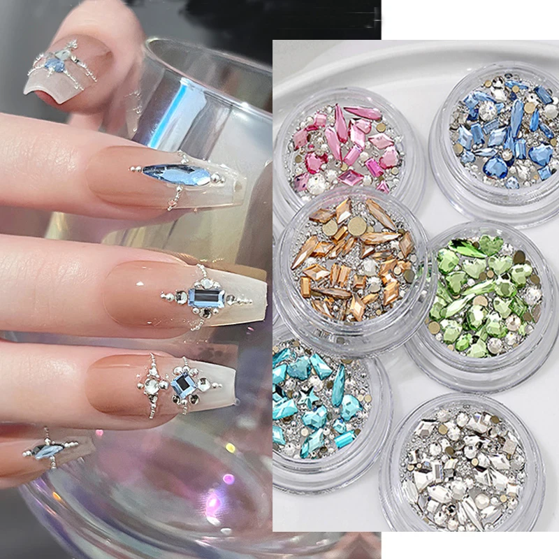 

3D Nail Gem Mix Jewelry Nail Rhinestone Crystal Glass Nail Decoration Nail Art Acrylic Decor Ornament Manicure Accessories