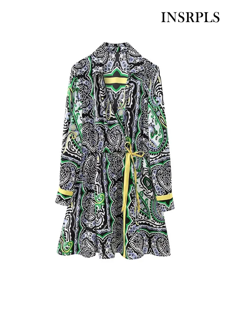 

Женское мини-платье с бантом и длинным рукавом, с поясом на резинке