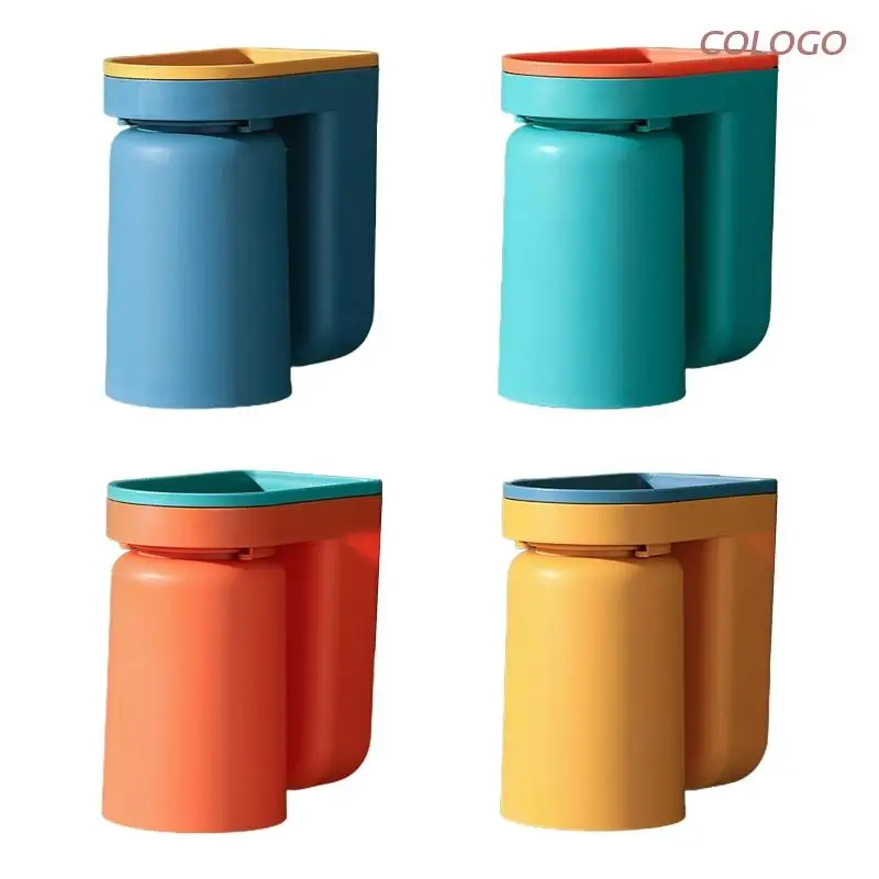 

Mouthwash Cup Holder with Organizer Wall Mounted Toothbrush Toothpaste Rack for Home Bathroom Makeup Brushes Storage Box D0LD
