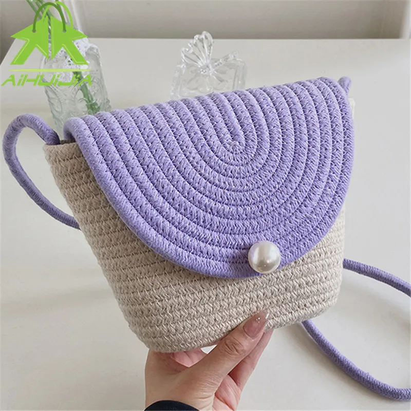 

Fashion Color Matching Woven Bag for Women 2022 Summer New Beach Shoulder Crossbody Bags Women Flip Straw Bags Designer Handbag