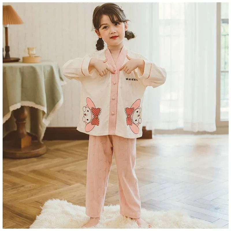 

Cartoon Sanrios My Melody Cute Kawaii Children Spring Autumn Pajamas Long Sleeve Home Clothes Sleeping Clothing Girls Sleepwear