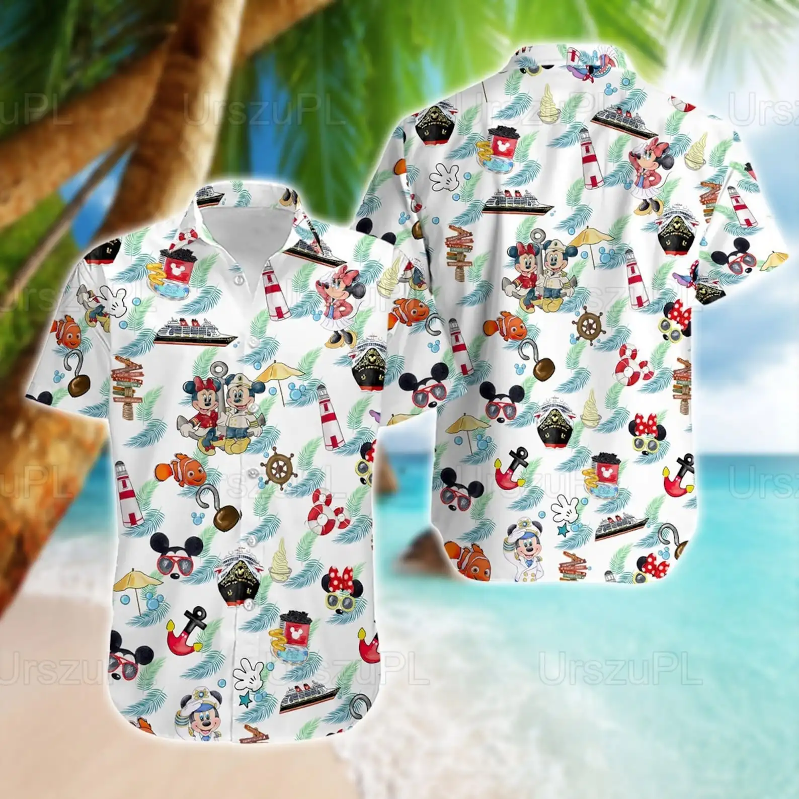 

Гавайские рубашки с пиратским Микки Маусом, мужские рубашки с короткими рукавами на пуговицах, Гавайские рубашки Диснея, повседневные пляжные рубашки, рубашка в стиле Харадзюку