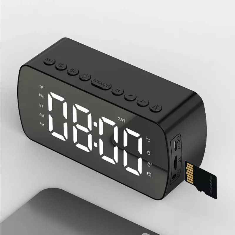 

Wireless Speaker Bluetooth Speakers Clock HiFi Alarm Sound Box Temperature Display Soundbar TF Card Mode Music Box
