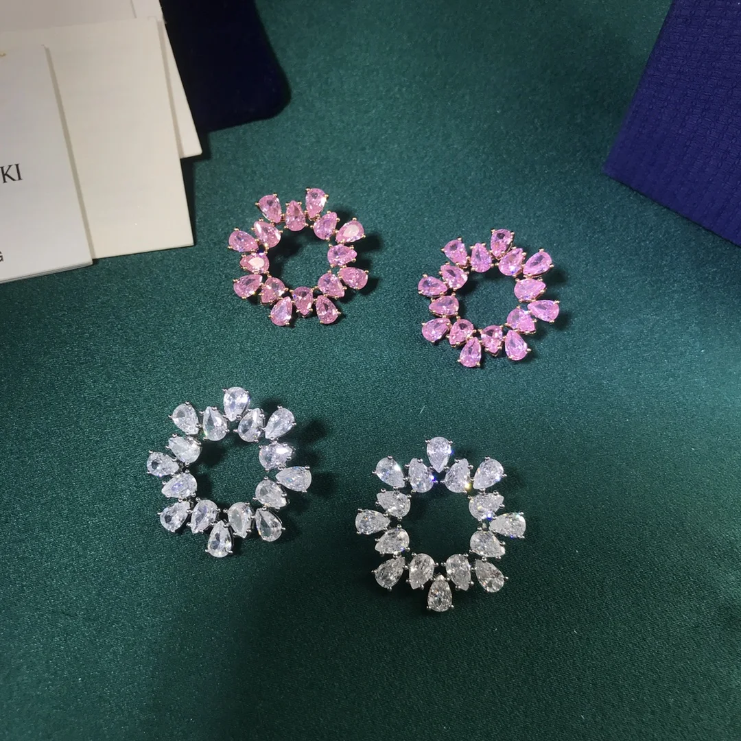 Swa 2023 Original Fine Jewelry Sets Charms GEMA Crystal Candy Heart Earring Necklace Bracelet Rings Romantic Gifts for Women