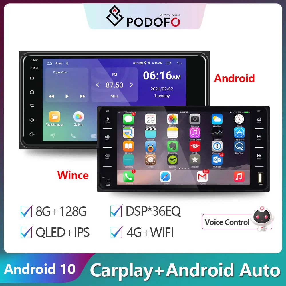 

Podofo 2DIn Raido Stereo Car android Multimedia Video Player CarPlay 2 Din 7'' Car Radios For Toyota VIOS HIACE PREVIA COROLLA