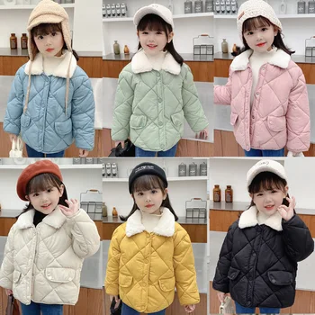 Winter Children's Warm Cotton Jackets Rabbit Fur Collar Coats Baby Short Quilted Jacket Kids Clothes Girl Boy Outerwear 2022 New