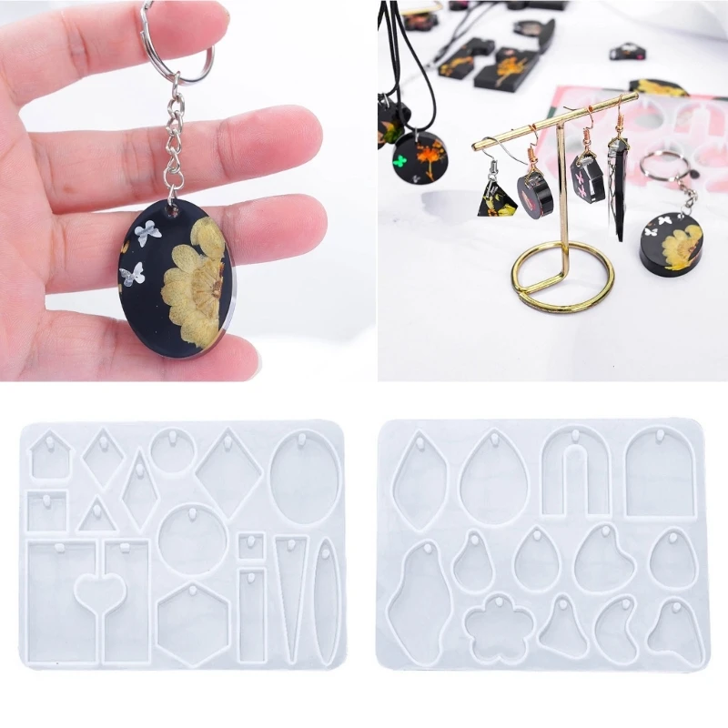 

Unique Earrings Mold Keychain Silicone Mold Geometry Epoxy Resin Casting Mold