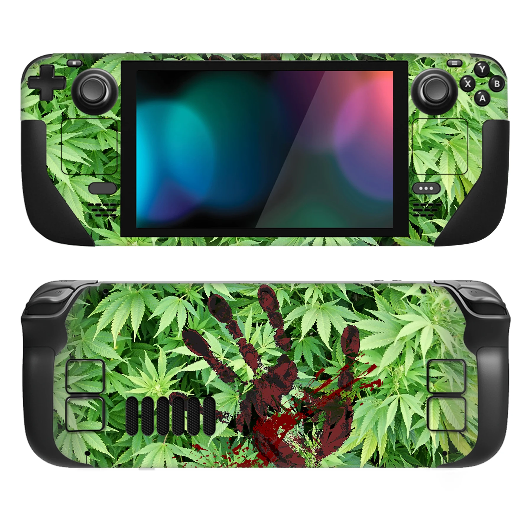 

PlayVital Full Set Protective Skin Decal for Steam Deck Console, Stickers Vinyl Cover for Steam Deck - Blood Handprint Weeds