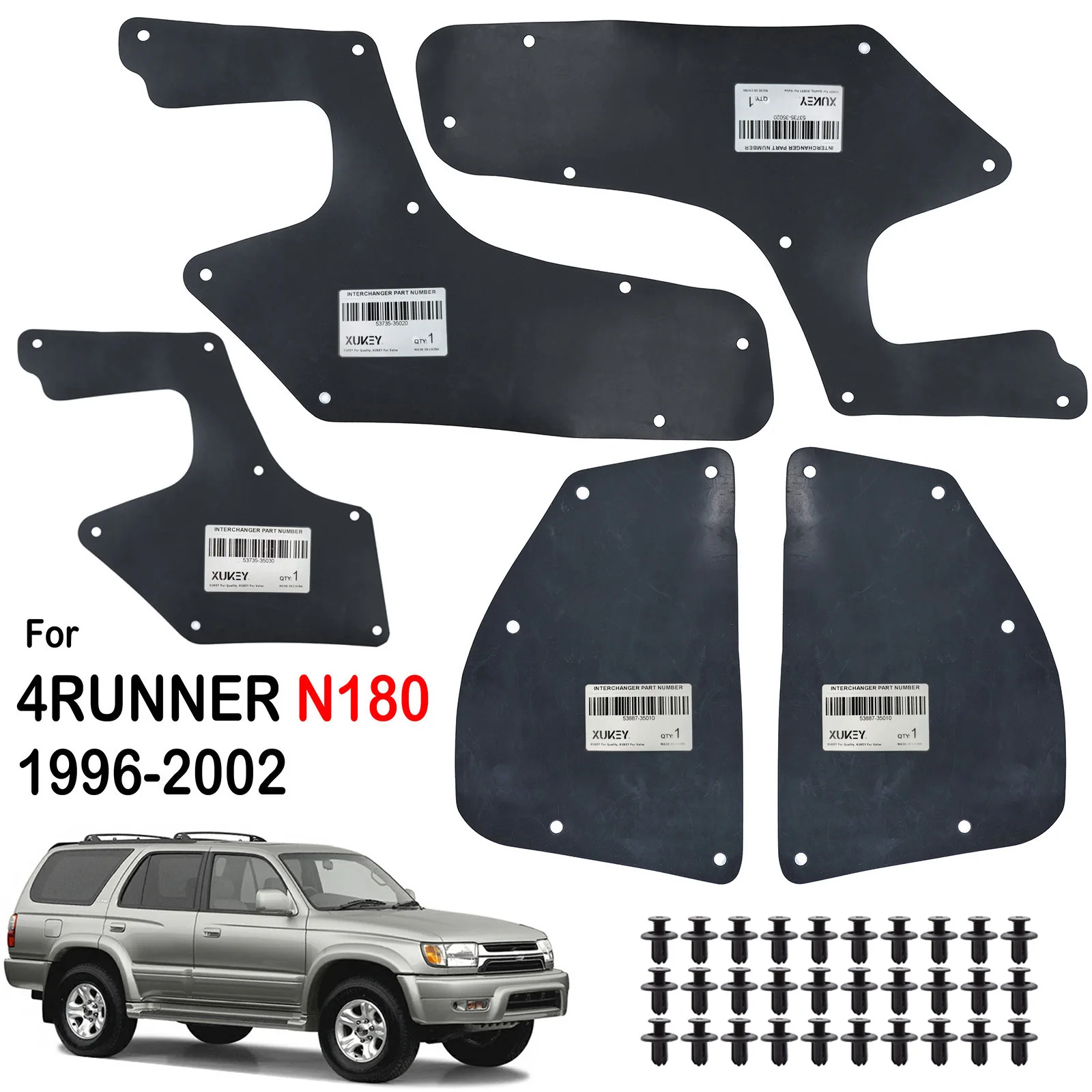 5 шт. для Toyota 4runner N180 3-го поколения Hilux Surf SW4 1996-2002 резиновые Брызговики внутренняя