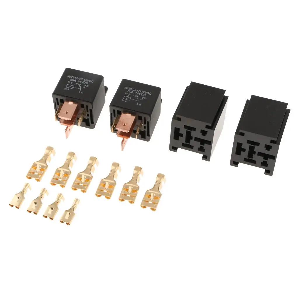 

2 Pieces Car 2VDC 80A 5Pins SPDT Starter Relay with Sockets Kits