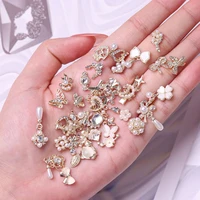 50pcs dangling v luxury nail charms 3d charms for nail art accessories nail art jewelry rhinestone diamond butterfly