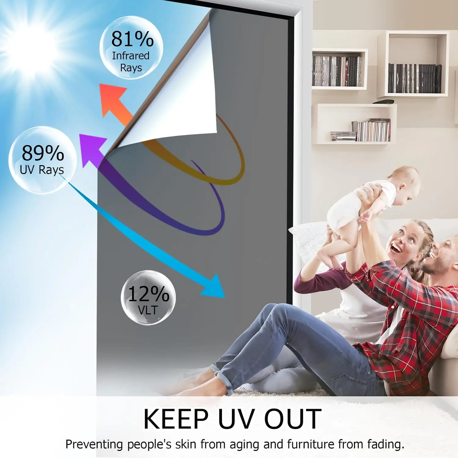 Односторонняя оконная пленка дневной зеркальный эффект светоотражающая