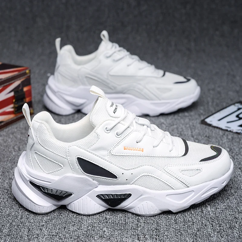 Mesh Breathable Soft Sneakers for Men Fashion Trendy Lace-up Casual Sports Shoes Outdoor Non-slip Comfortable Male Running Shoes