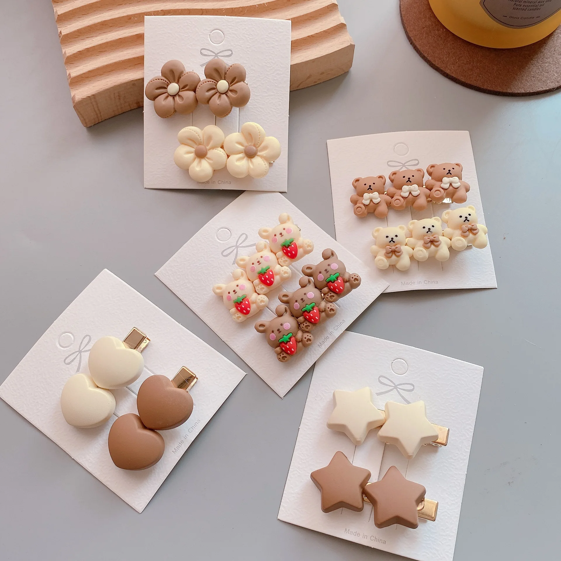

2pcs/lot Korea New Children Hair Clips Girls Bear Hairpins Heart Star Hairband for Women Cute Baby Hair Accessories Fashion