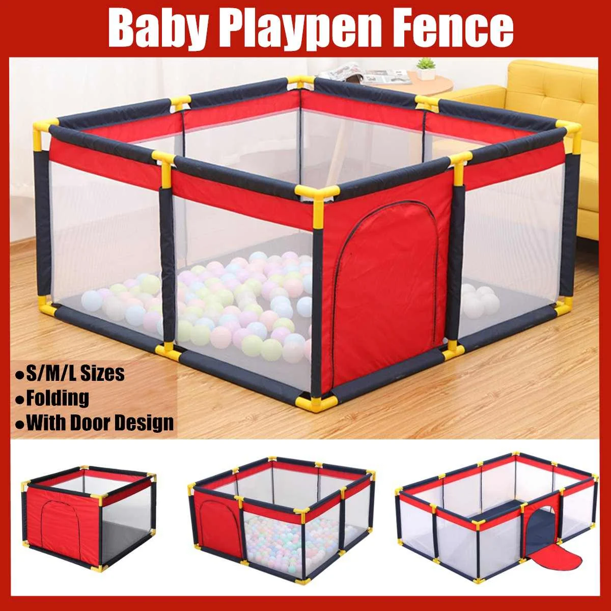 

3-Size Playpen for Children Infant Play Fence Indoor Safety Barrier Baby Playground Park Kids Dry Ball Pool Child Game Guardrail