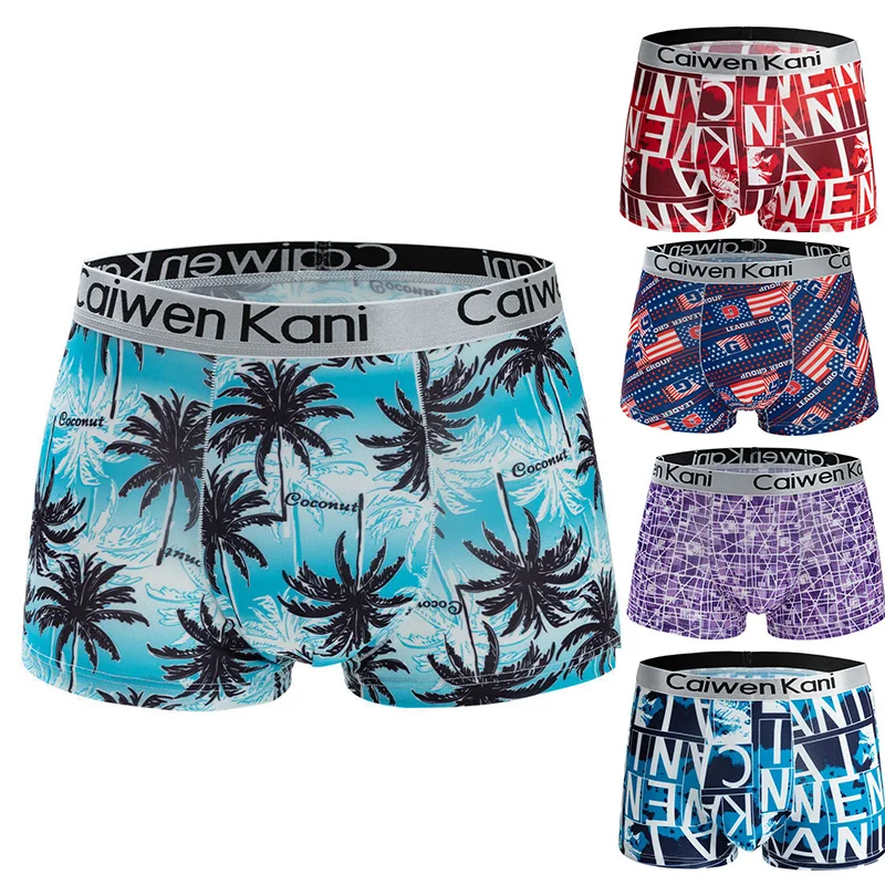

Summer Men Floral Boxer Panties Underwear Ice-Silk Breathable Thin Boxers