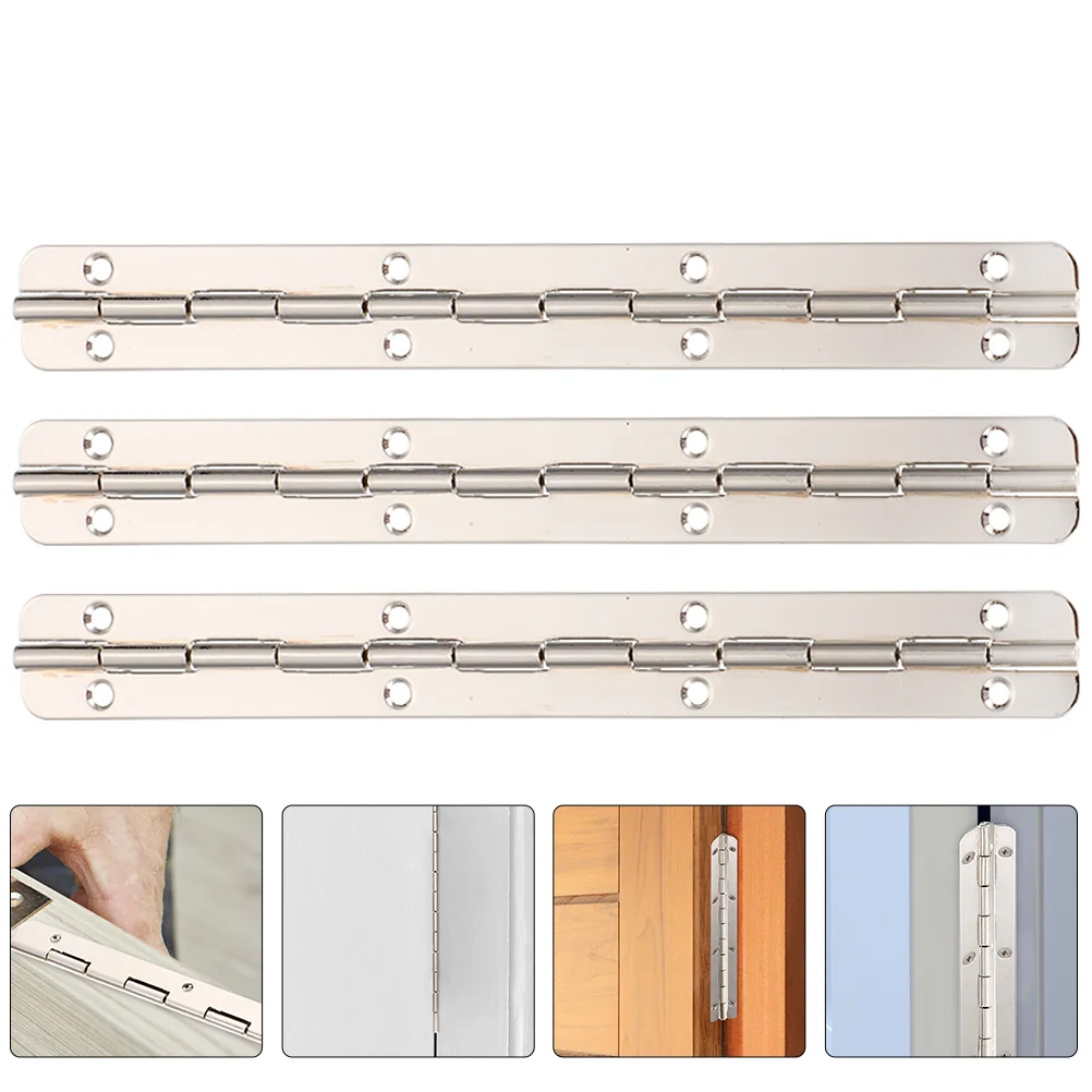 

3 Pcs Piano Hinge Hinges Heavy Duty Kitchen Cabinet Door Jewelry Box Continuous Stainless Steel