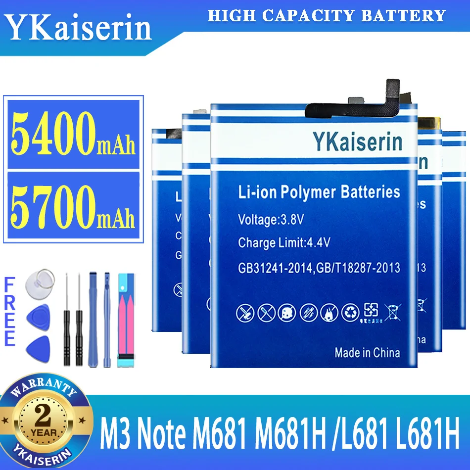 

Аккумулятор ykaisсеребрин BT61 для MEIZU M3 Note M3Note M681 M681H L681 L681H, фотоаккумулятор с трековым кодом + Подарочные инструменты