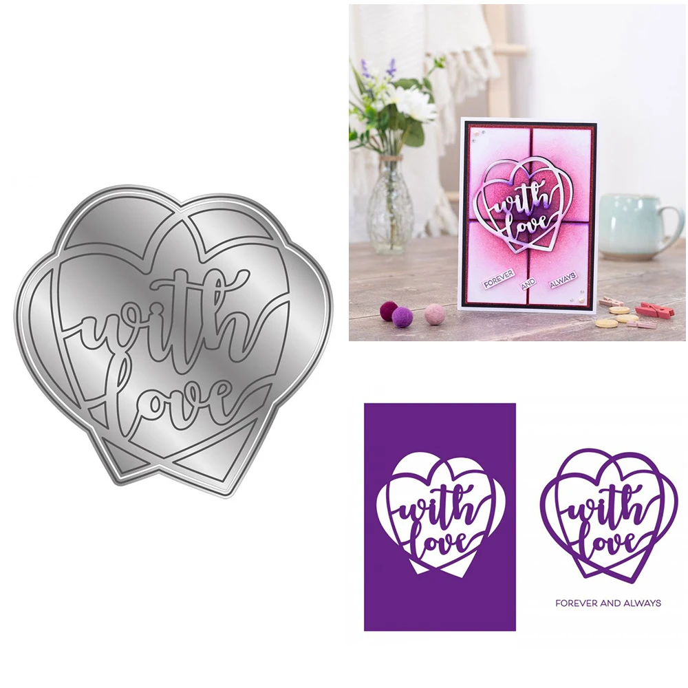 

With Love Letter Metal Cutting Dies No Clear Stamps For Diy Dies Scrapbook Paper Card Handmade Craft Decoration Photo Album Dies