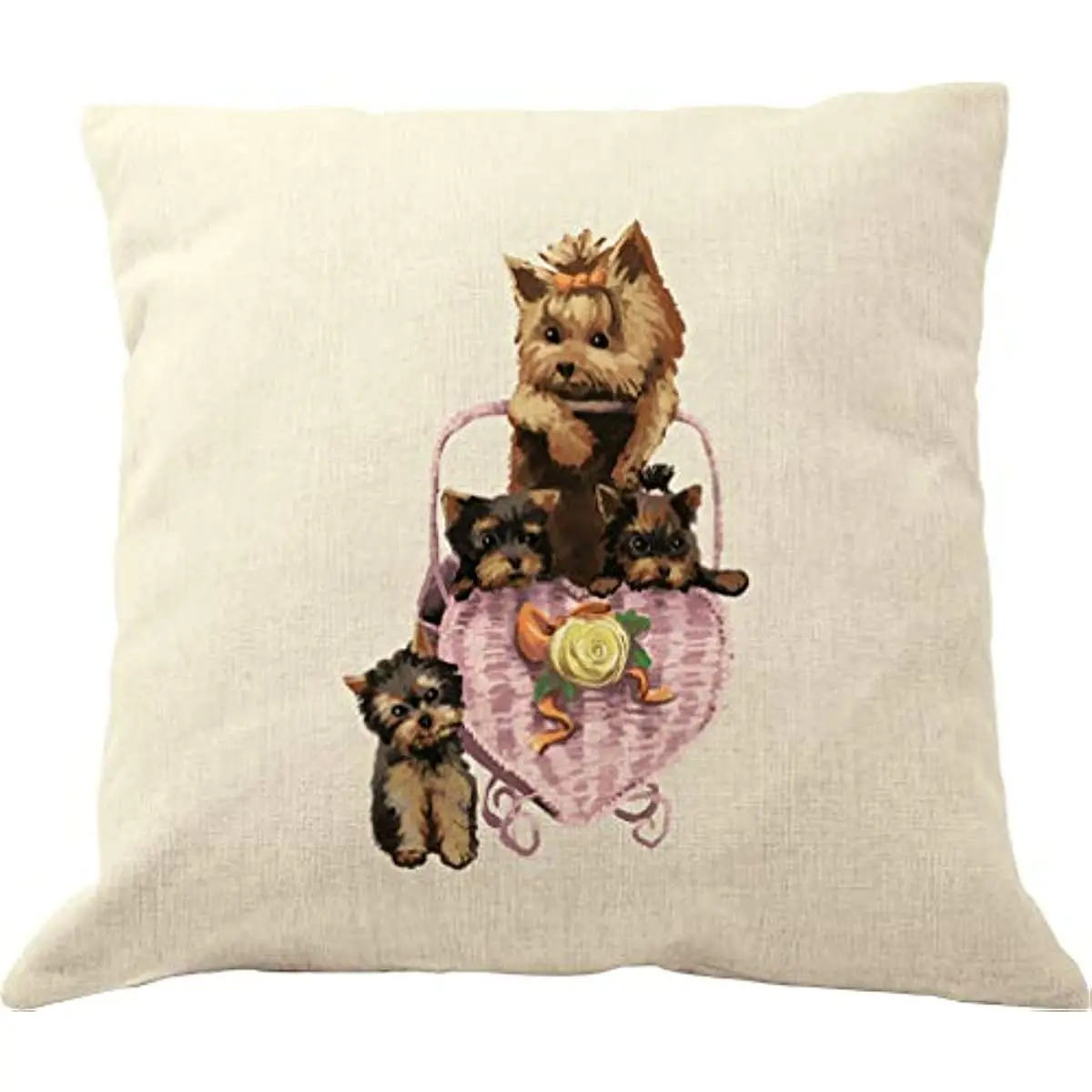 

Чехол для подушки Yorkie 18x18, хлопковая льняная декоративная наволочка Yorkie