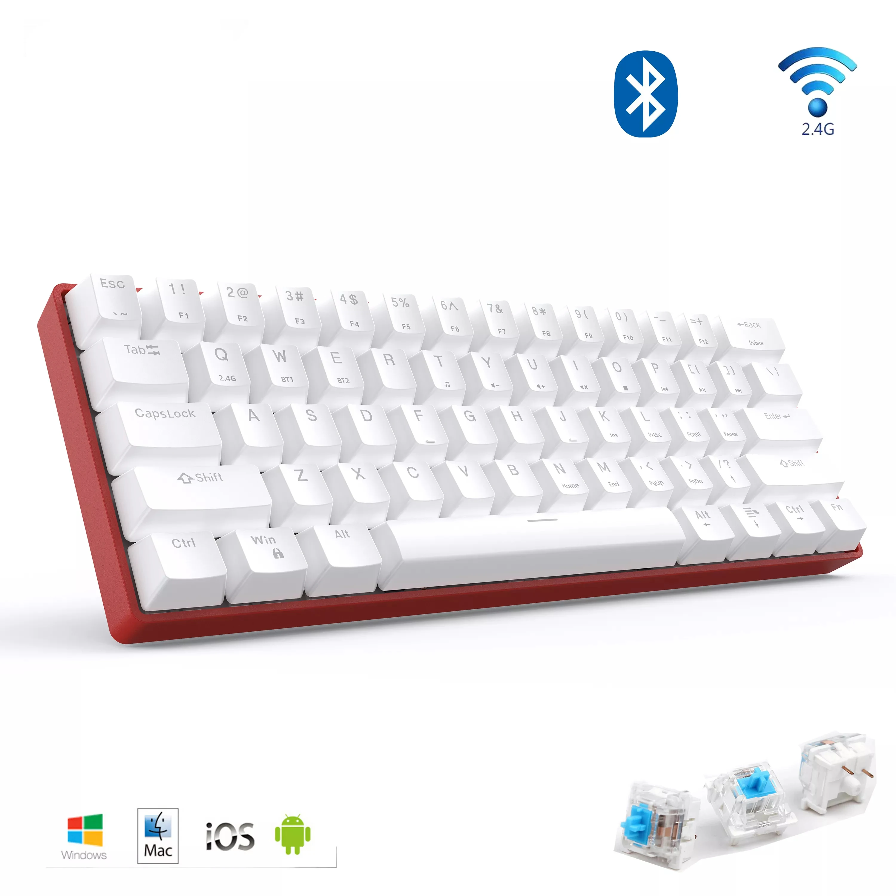 

Bluetooth 5,0 и 2,4G Беспроводная Механическая игровая клавиатура, комбинированная Мини мультимедийная клавиатура для ноутбука, ПК, iPad, телефона