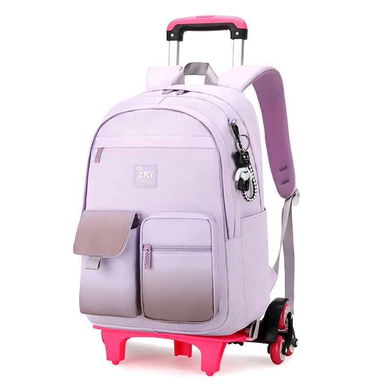 Школьный портфель на колесиках для девочек, ортопедические школьные ранцы для подростков большой вместимости, детский студенческий рюкзак...