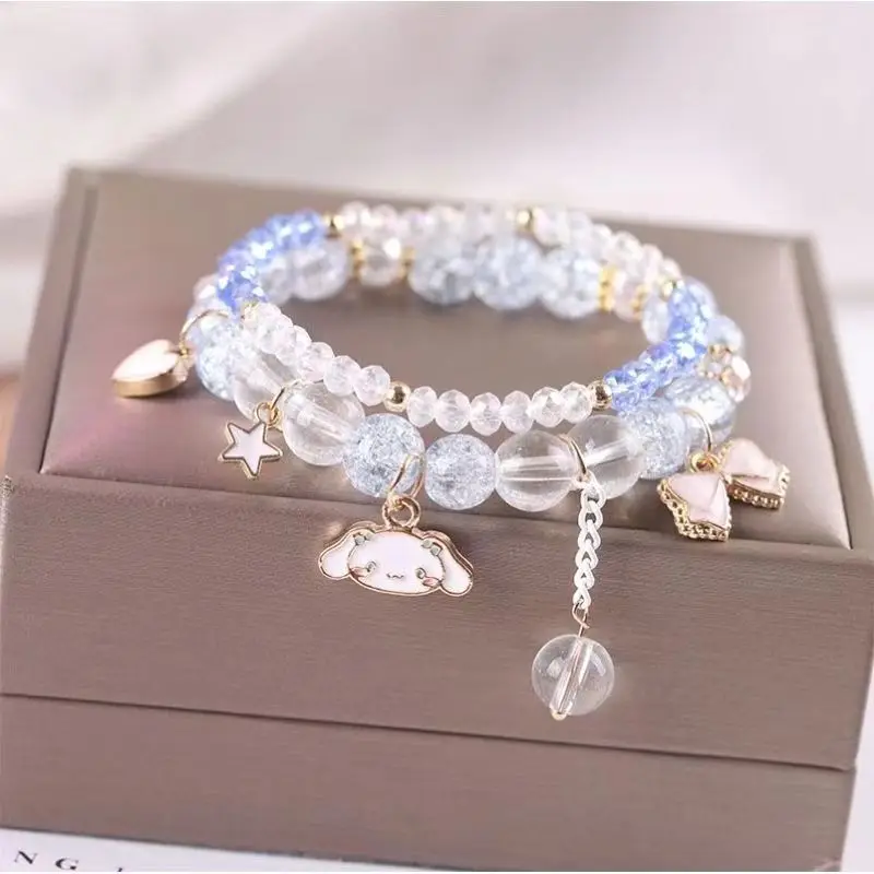 

Bursting Bead Bracelet Cute Sweet DIY Crystal Bead Chain Elastic Adjustable Charm Bracelet Jewelry Party Anniversary Gift
