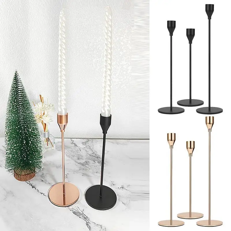 S Transparent Crystal Color Candle Stands 3 Pcs Candle Holder Set Taper Candle Holder Anti Slip Candlesticks
